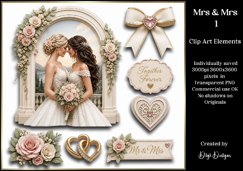 Mrs & Mrs 1 Large Clipart Collection in PNG 