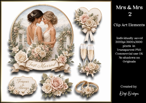 Mrs & Mrs 2 Large Clipart Collection in PNG 