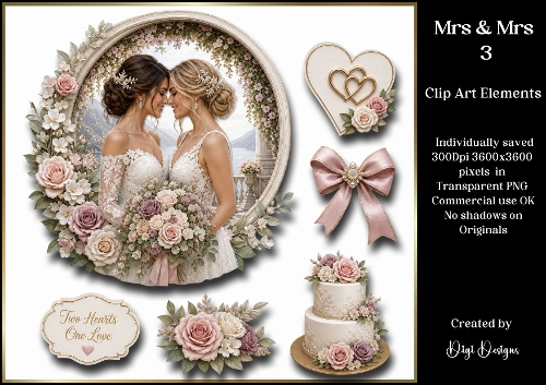 Mrs & Mrs 3 Large Clipart Collection in PNG 