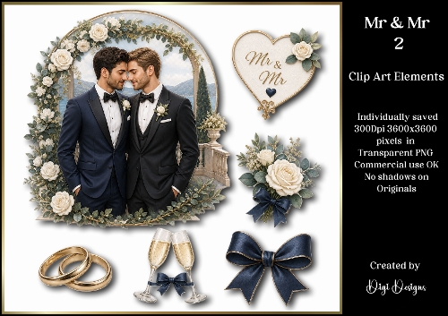 Mr & Mr 2 Large Clipart Collection in PNG 