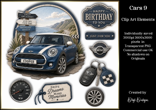 Cars 9 Large Clipart Collection in PNG