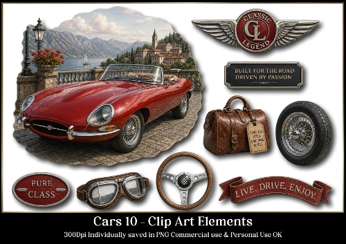 Cars 10 Large Clipart Collection in PNG