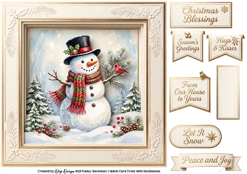 8x8 Funky Snowman Quick Card with Sentiments