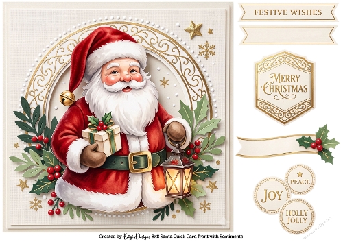 8x8 Traditional Santa Quick Card with Sentiments