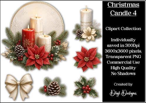 Christmas Candle 4 Clipart Collection 