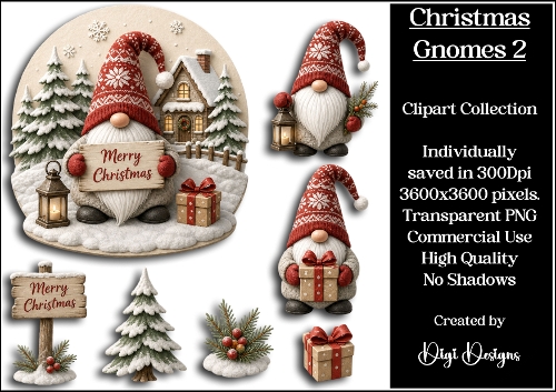 Christmas Gnomes 2 Clipart Collection 