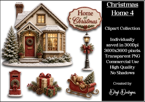 Christmas Home 4 Clipart Collection 