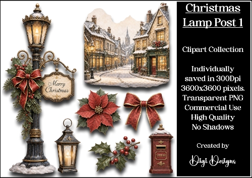 Christmas Lamp Post 1 Clipart Collection 