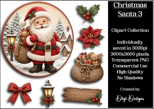 Christmas Santa 3 Clipart Collection