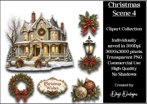 Christmas Scene 4 Clipart Collection