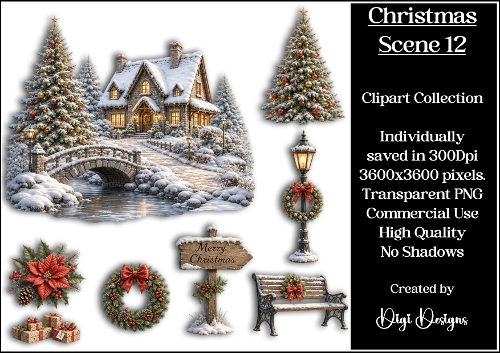 Christmas Scene 12 Clipart Collection