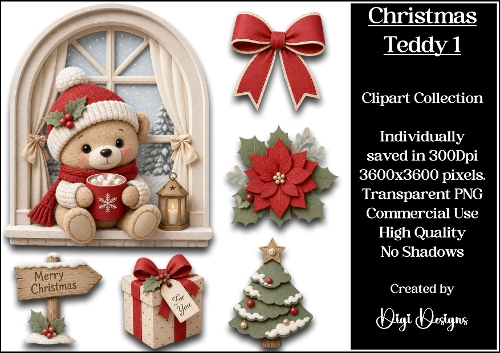 Christmas Teddy 1Clipart Collection