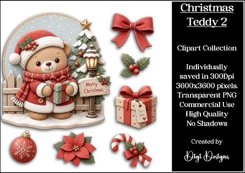 Christmas Teddy 2 Clipart Collection