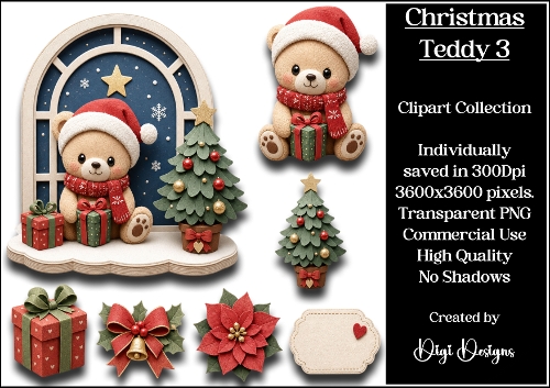 Christmas Teddy 3 Clipart Collection