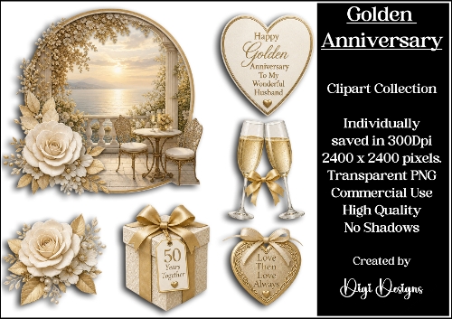 Golden Anniversary Clipart Collection PNG 