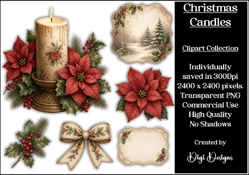 Candles Vintage Clipart Collection PNG 