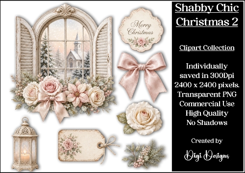 Shabby Chic Christmas 2 Clipart Collection PNG 