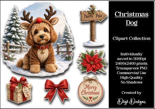 Christmas Dog 1 Clipart Collection PNG 