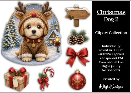 Christmas Dog 2 Clipart Collection PNG 