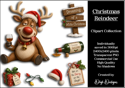 Christmas Reindeer Clipart Collection PNG 