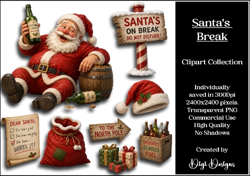Santas Break Clipart Collection PNG 
