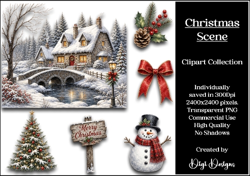 Christmas Scene Clipart Collection PNG 