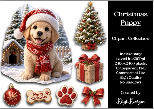 Christmas Puppy Clipart Collection PNG 