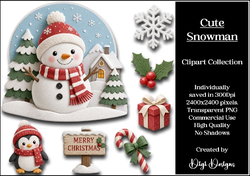 Cute Snowman 1 Clipart Collection PNG 