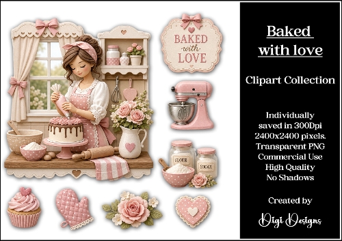 Baked with Love Clipart Collection PNG 