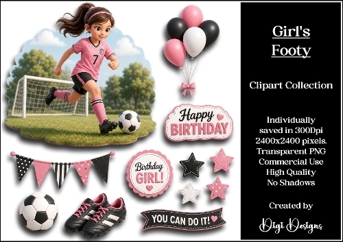 Girls Footy Clipart Collection PNG 