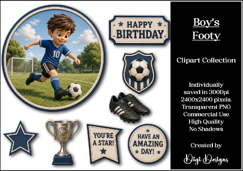 Boys Footy Clipart Collection PNG 