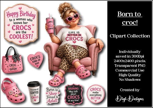 Born to croc Clipart Collection PNG 