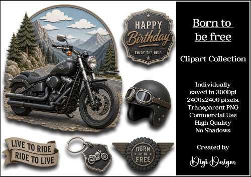 Born to be free Clipart Collection PNG 