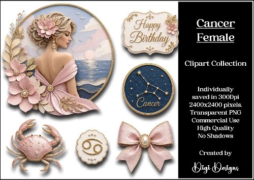 Star Signs - Cancer Female Clipart Collection PNG  