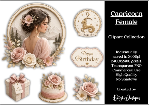 Star Signs - Capricorn Female Clipart Collection PNG  