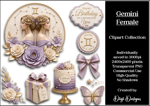 Star Signs - Gemini Female Clipart Collection PNG  