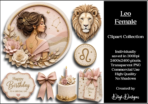 Star Signs - Leo Female Clipart Collection PNG  