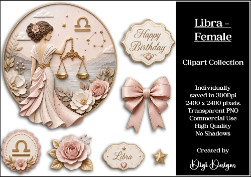 Star Signs - Libra Female Clipart Collection PNG  