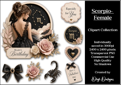 Star Signs - Scorpio Female Clipart Collection PNG  