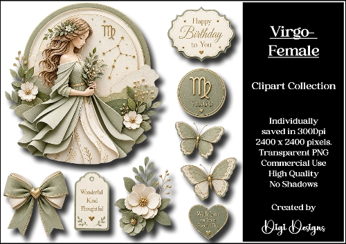 Star Signs - Virgo Female Clipart Collection PNG  