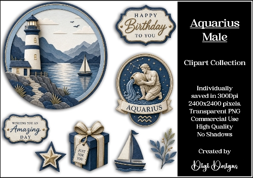 Star Signs - Aquarius Male Clipart Collection PNG  