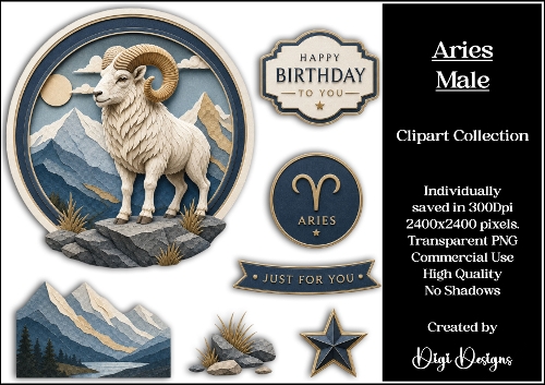 Star Signs - Aries Male Clipart Collection PNG  