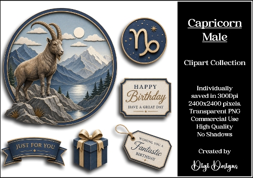 Star Signs - Capricorn Male Clipart Collection PNG  