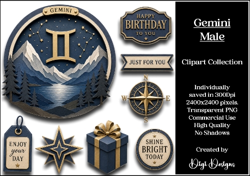 Star Signs - Gemini Male Clipart Collection PNG  
