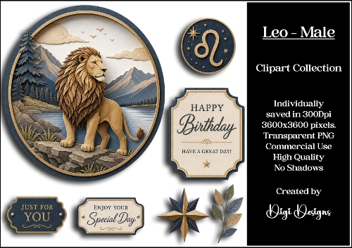 Star Signs - Leo Male Clipart Collection PNG  