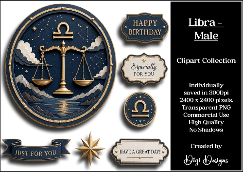 Star Signs - Libra Male Clipart Collection PNG  