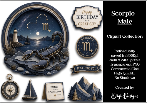 Star Signs - Scorpio Male Clipart Collection PNG  