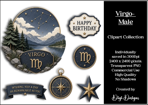 Star Signs - Virgo Male Clipart Collection PNG  