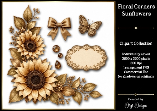 Sunflowers 4 Clipart Collection PNG