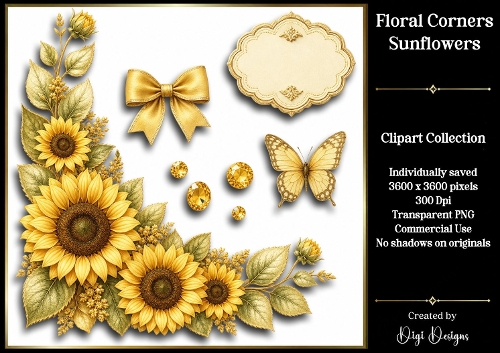 Sunflowers 5 Clipart Collection PNG